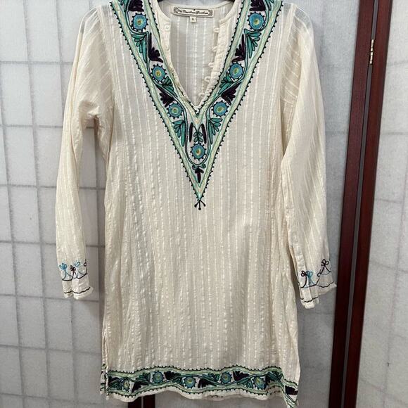 WHAT COMES AROUND GOES AROUND TUNIC EMBROIDERY TOP SIZE S - Picture 2 of 7